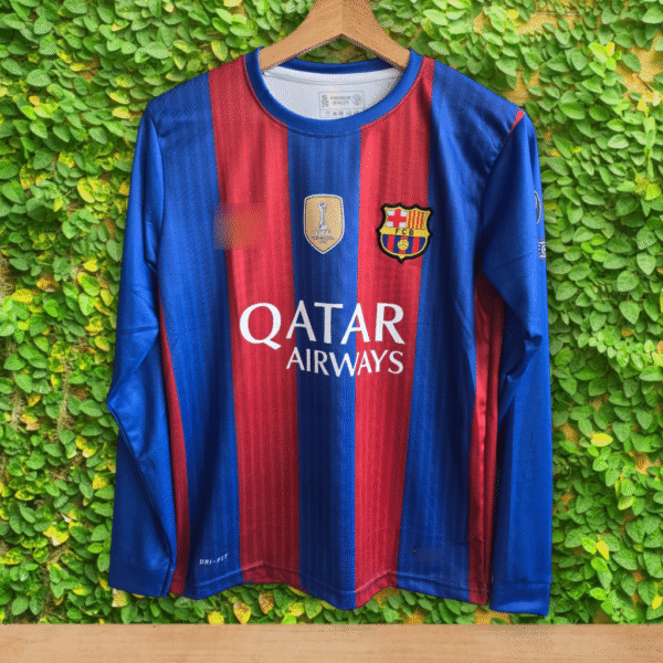 Best embroidery Barcelona messi full sleeve jersey 2016